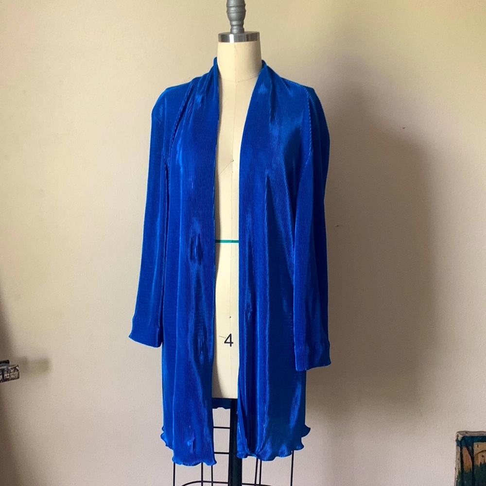 Blue satin ribbed cover up